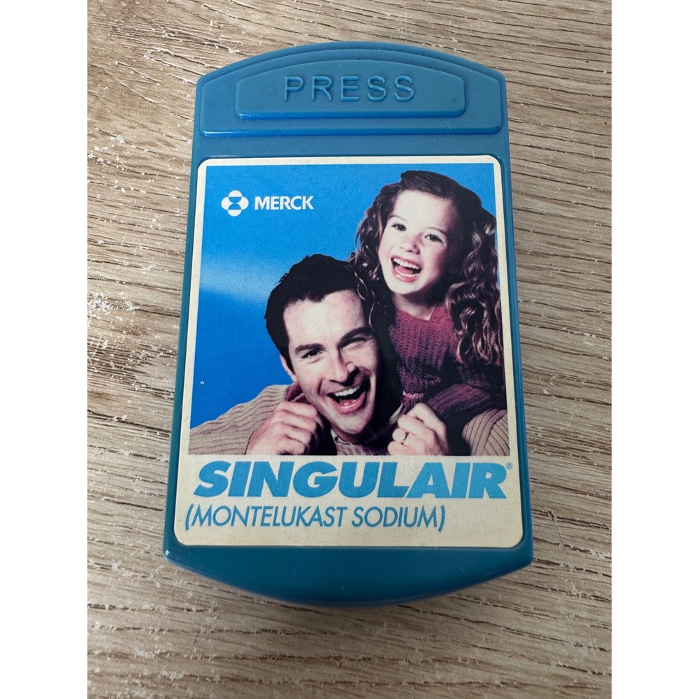 Vintage‎ Merck Singulair Pharmaceutical Rep Promo Magnetic Memo Clip Blue Magnet